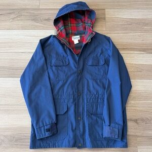 Vintage 80’s Navy Windbreaker with Plaid Lining
